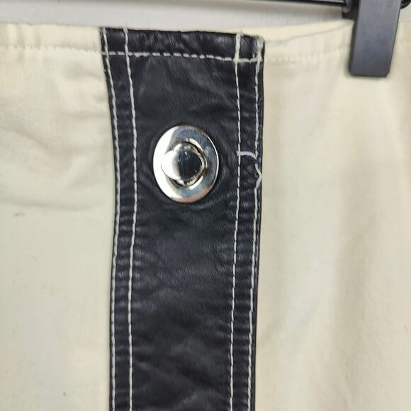 Vintage Y2K Michael Michael Kors Leather Swivel Lock Skirt Womens 6 Cream Preppy - Picture 3 of 11